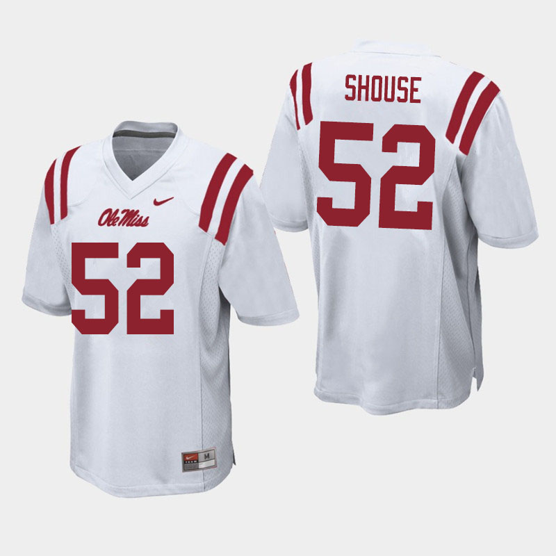 Men #52 Luke Shouse Ole Miss Rebels College Football Jerseys Sale-White - Click Image to Close